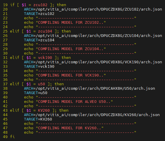 Vitis AIモデルコンパイル用ターゲット選択スクリプト