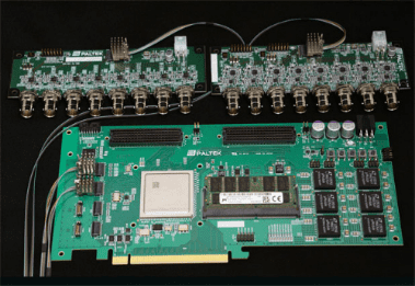 DATA BRICKボード本体と12G-SDI Rxカード・Txカード