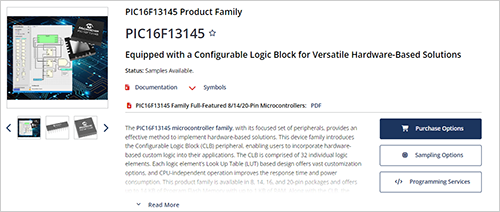 Microchip社 PIC16F13145 製品ページ