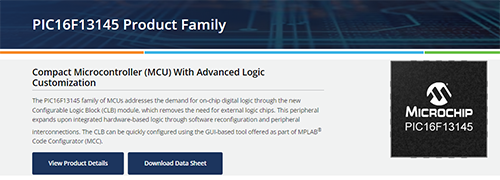 Microchip社 PIC16F13145ファミリ 紹介ページ