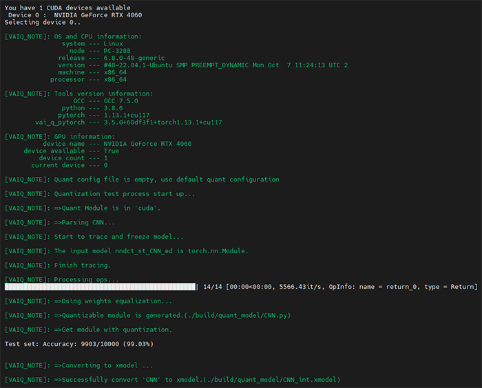 CNNモデルの量子化とxmodel変換ログ（PyTorch + RTX 4060）