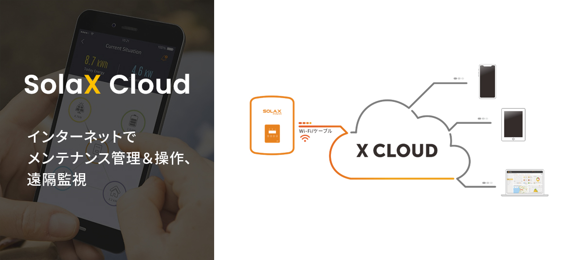 SolaX Cloud　インターネットでメンテナンス管理＆操作、遠隔監視