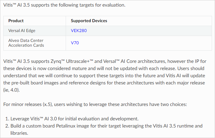 図7 Vitis AI 3.5アップデートサポートデバイスについて