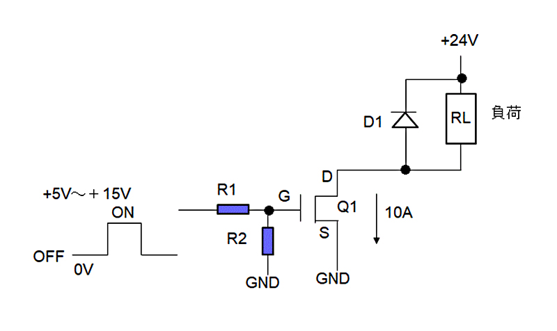 図4MOSFETによるリレー代替駆動回路例