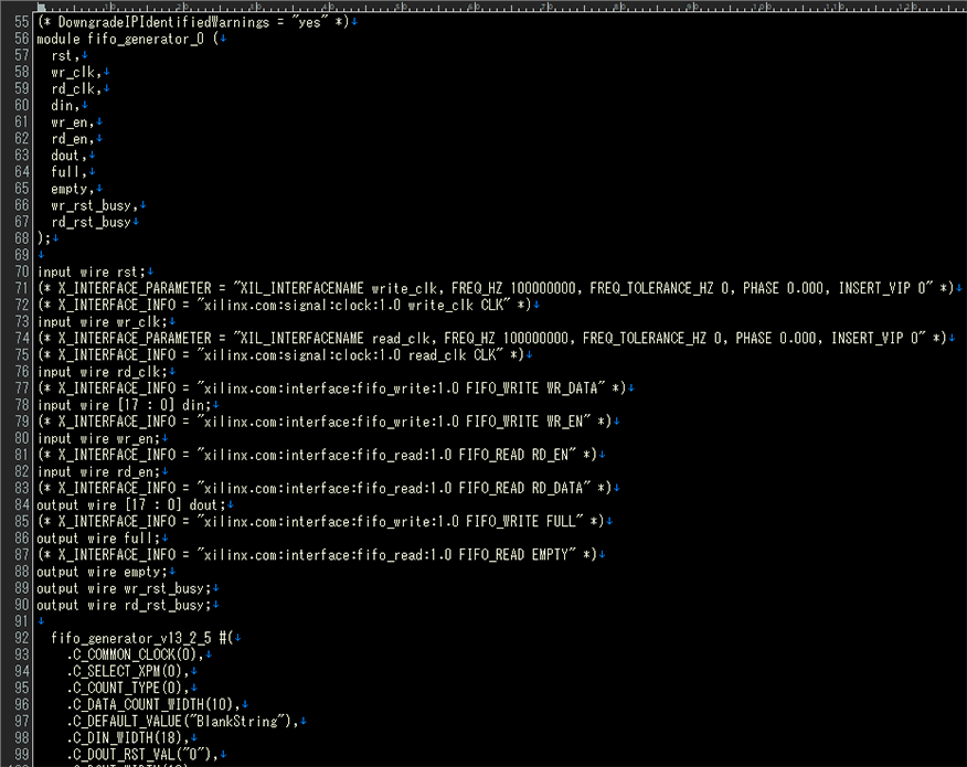 Vivado® 2020.2 IP生成ファイル fifo_generator_0.v