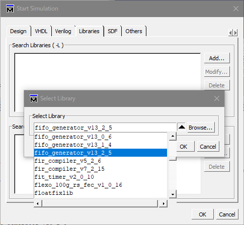 ModelSim® SE-64 2021.03 Start Simulation画面