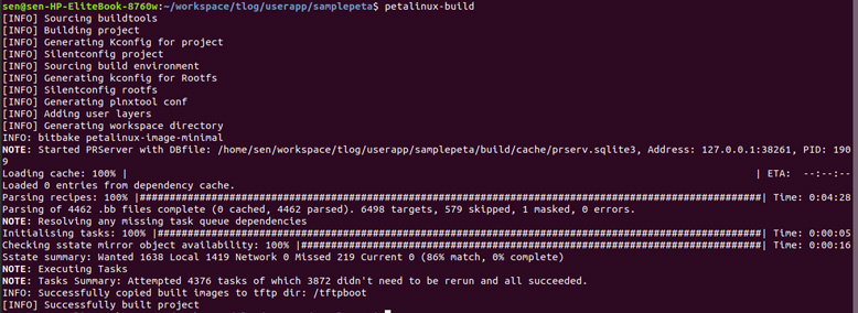 $ petalinux-buildコマンドでビルドします。